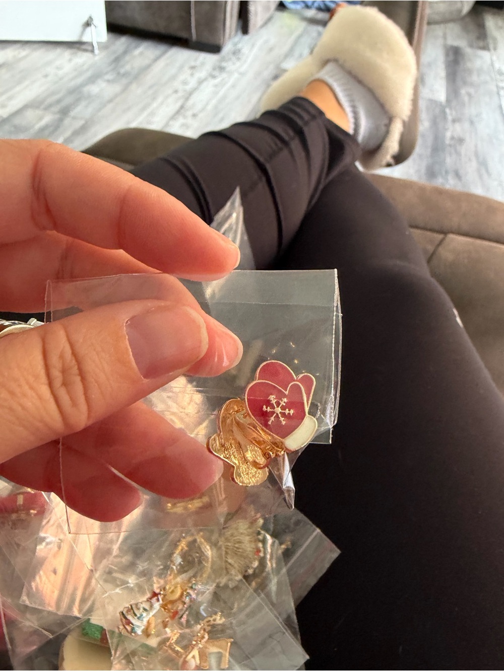 5/$25 Gold and Red Heart Enamel mitten clip on earrings - Women Accessories